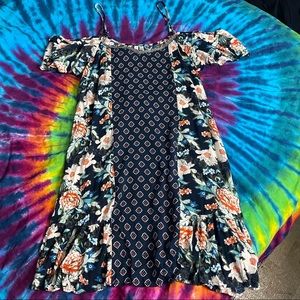 Floral Off the shoulder dress peplum cold shoulder